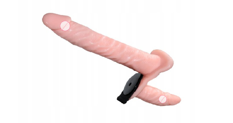 Ремінець на подвійний фалоімітатор Lybaile Double-Heads 18 см тілесного кольору, фото 1