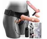 Ремінець на подвійний фалоімітатор Lybaile Double-Heads 18 см тілесного кольору, фото 2