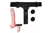 Ремінець на подвійний фалоімітатор Lybaile Double-Heads 18 см тілесного кольору, фото 4