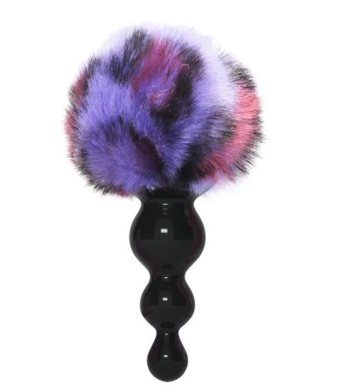 Анальна пробка силіконова хвіст Flight of Fancy Alternative леопардовий принт рожево - фіолетовий, фото 1