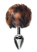 Анальна сталева пробка хвіст Flight of Fancy Alternative леопардовий принт бурий