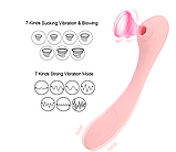 Вакумний масажер вібратор 2 в 1 VIVI Flight of Fancy рожевий 14 режимів, фото 2