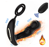 Вібрамасажер простати анальний для чоловіків Flight of Fancy з подвійними кільцями для пеніса Wiftone Чорний, фото 2