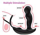 Вібрамасажер простати анальний для чоловіків Flight of Fancy з подвійними кільцями для пеніса Wiftone Чорний, фото 3