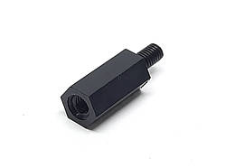 Нейлонова стійка M3x12+6 шестигранна чорна для плат