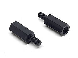 Нейлонова стійка M3x11+6 шестигранна чорна для плат