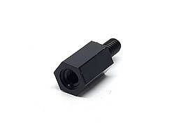Нейлонова стійка M3x9+6 шестигранна чорна для плат