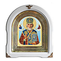 Николай Чудотворец №5 именная икона в белом киоте