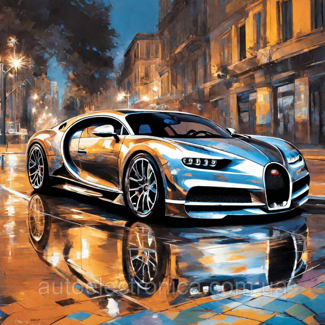 Картина на полотні "Silver Bugatti Chiron", фото 1