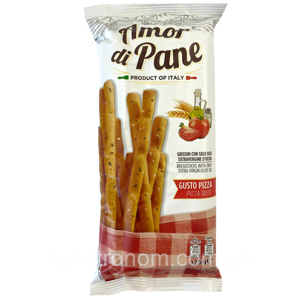Грісіні зі смаком піци Амор ді Пане Amor di Pane pizza 125g 18ш/ящ (Код: 00-00014240), фото 1