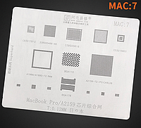 Трафарет BGA MAC 7 MacBook Pro/A2159 (CB3217B12,338S00466-A0,339S00616,CD3215B03) (0.12mm) (0.12 mm) V2.0