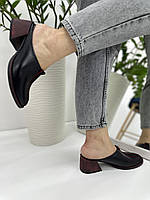Сабо женские GUERO G057-138-01 черные на каблуке с закрытым носком 37 36