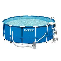 Каркасный бассейн круглый Intex 28242, 457 x 122 см, 3785 л/ч, лестница, тент, подстилка, синий