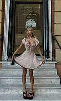 Женское потрясающее летнее платье в горошек Размеры 42- 46