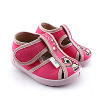 Текстильні рожеві туфельки, капці для дівчинки тм Waldi