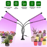 Фитолампа светодиодная для ускорения роста комнатных растений на 4 ветки с таймером (USB) ДТ