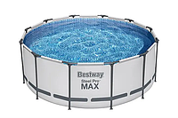 Каркасный круглый бассейн Bestway 56420 Steel Pro Max 366х122см, 10250л, фильтр, насос 2006л/ч, лестница, тент