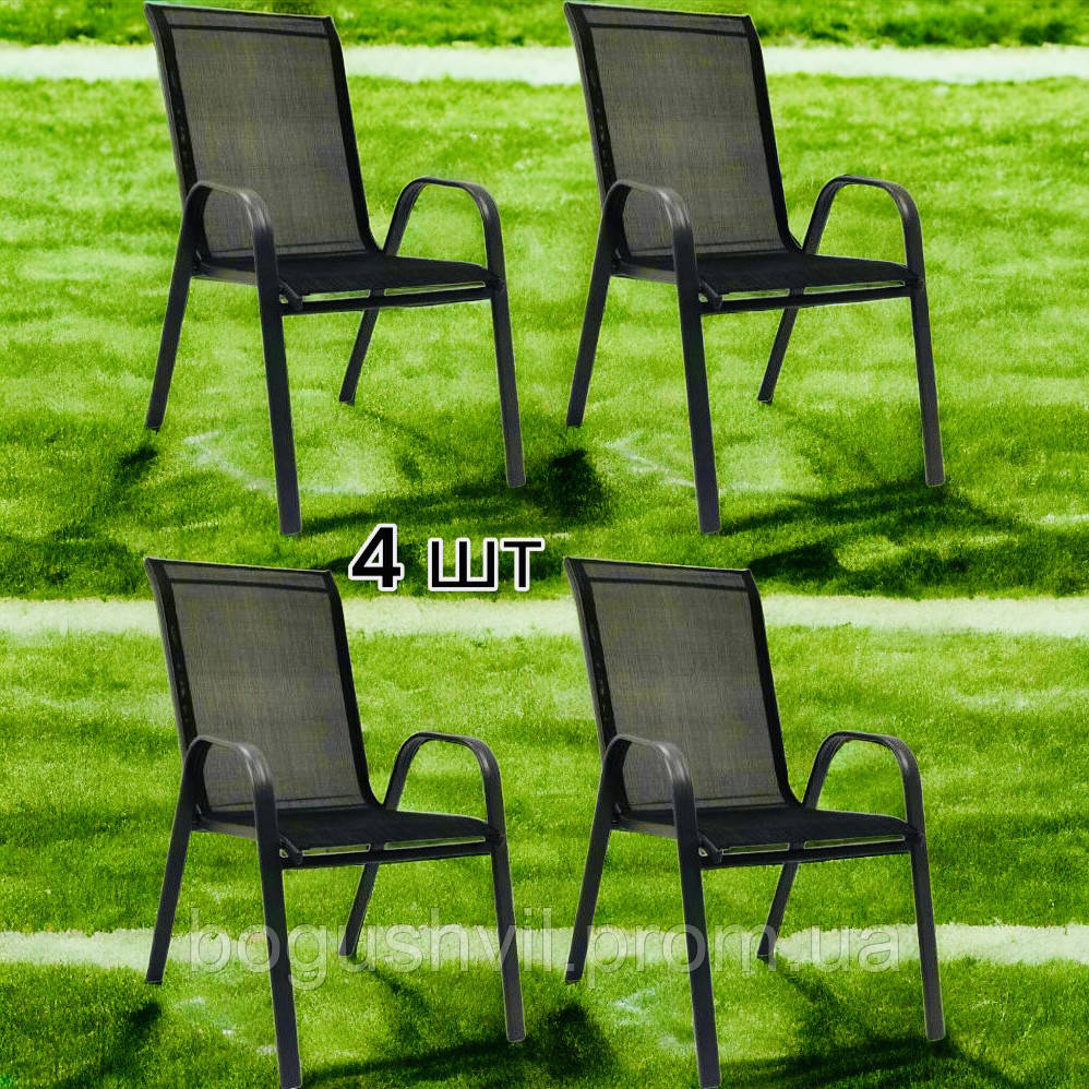 Стул садовый террасный Bonro B-1064 черный (4 шт) прочный для дома ...