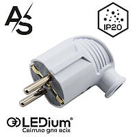 Вилка кутова із заземленням 16А  Біла AS LEDium AP013