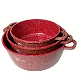 Набір каструль-відказанов 3 шт. із кришками НК-325 (20,24,28 см) з гранітним покриттям із товстим дном Red, фото 2