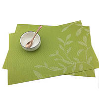 Килимок-сет на стіл салатовий "гілочки"