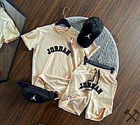 Спортивный костюм мужской Jordan nba Шорты Футболка комплект летний Джордан нба бежевый