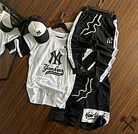 New York yankees спортивний костюм чоловічий літній Штани Шорти Футболка Кепка нью йорк чорно-білий