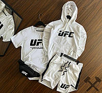 Спортивный костюм мужской UFC шорты футболка кофта сумка летний комплект юфс белый