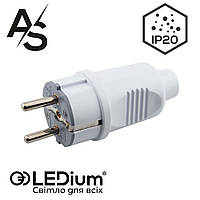 Вилка пряма із заземленням Біла 16А  AS LEDium AP011