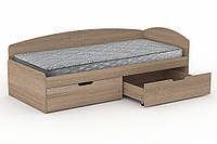 Односпальная кровать с ящиками Компанит-90+2С дуб сонома VK, код: 6541228
