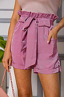 Жіночі шорти на резинці, з поясом, колір Сливовий, 102R305