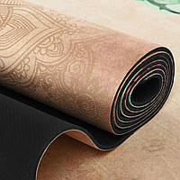 Антискользящий замшевый коврик для йоги "Record FI-5662-39" размер 183x61x0,3см Слон и Сад