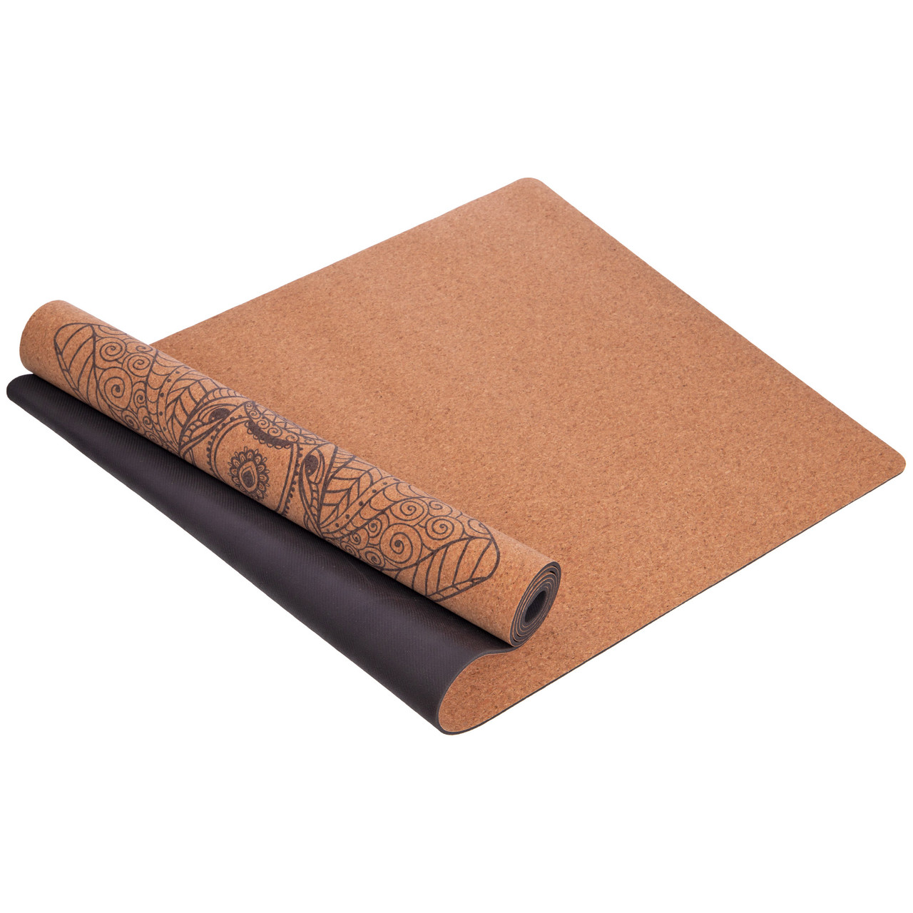 Килимок для йоги пробковий Record 183x61x0,4 см із східним принтом слона, фото 1