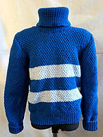 Теплый вязанный свитер для мальчика на 7 - 8 лет.