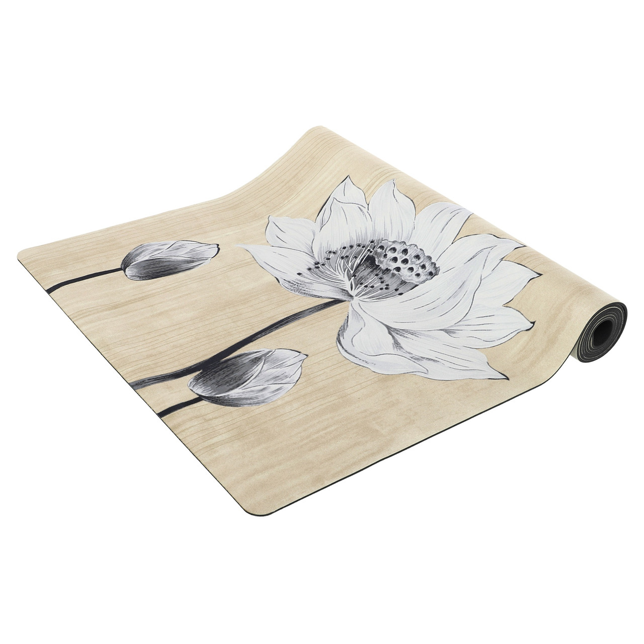 Килимок для йоги замшевий антиковзаючий Record 183x61x0,3см з принтом Слон та Лотос, фото 1