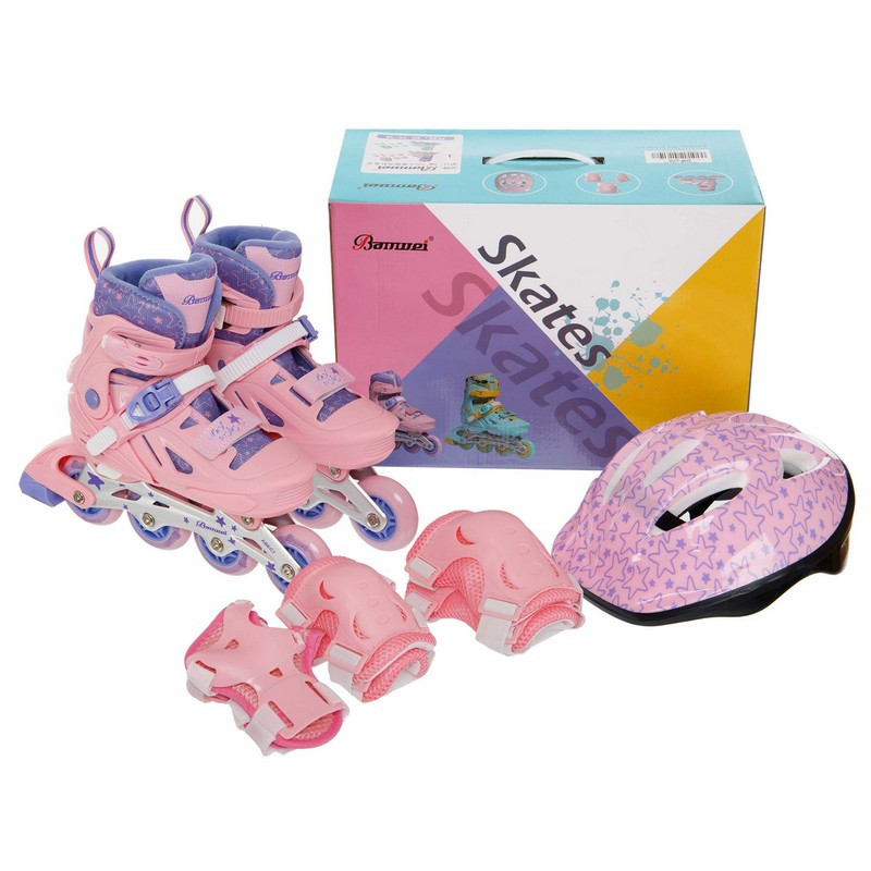 Набір розсувних роликових ковзанів Banwei для дітей і дорослих із захистом у комплекті, фото 1