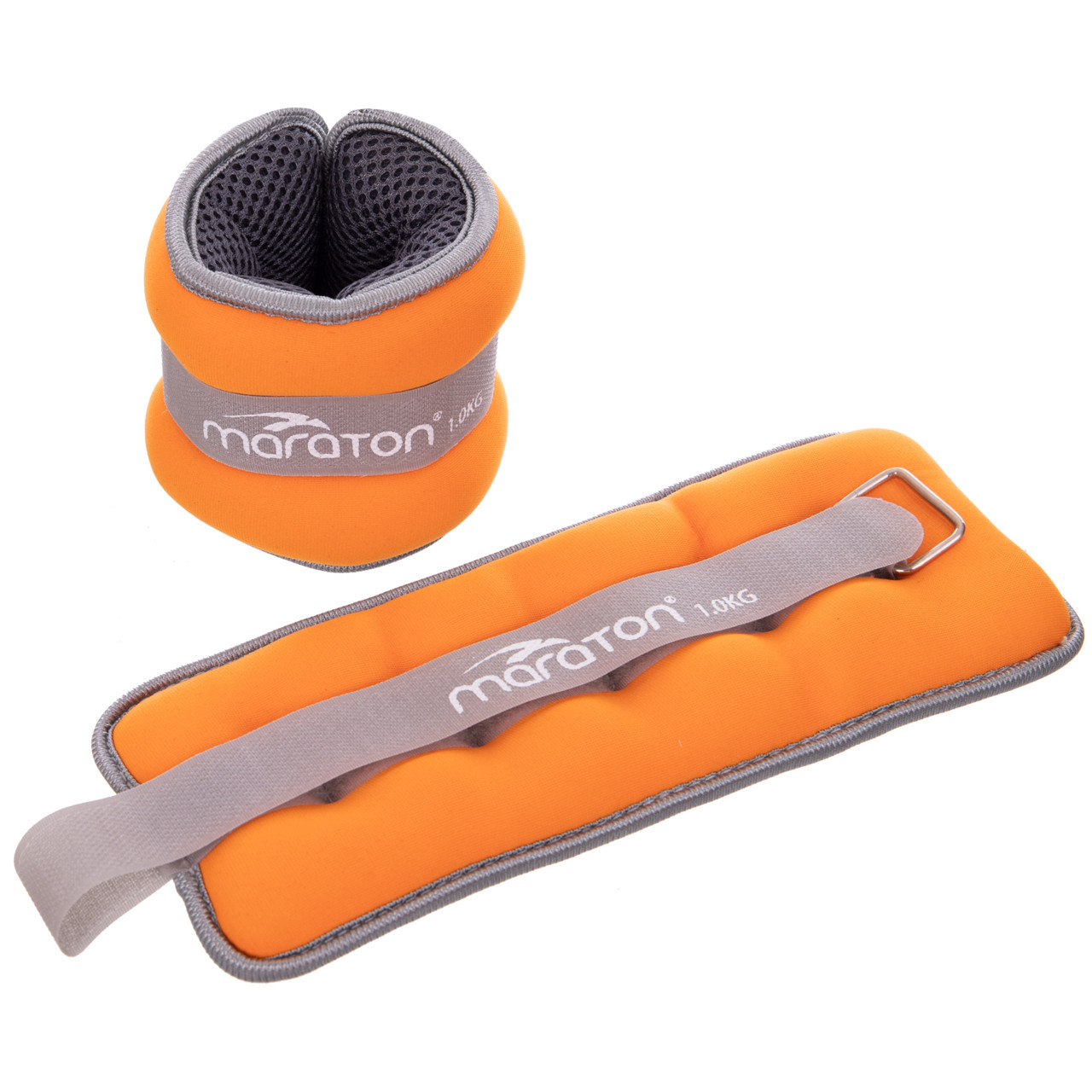 Обважнювачі-манжети для рук і ніг MARATON 2x1кг помаранчевий-сірий для фітнесу, фото 1