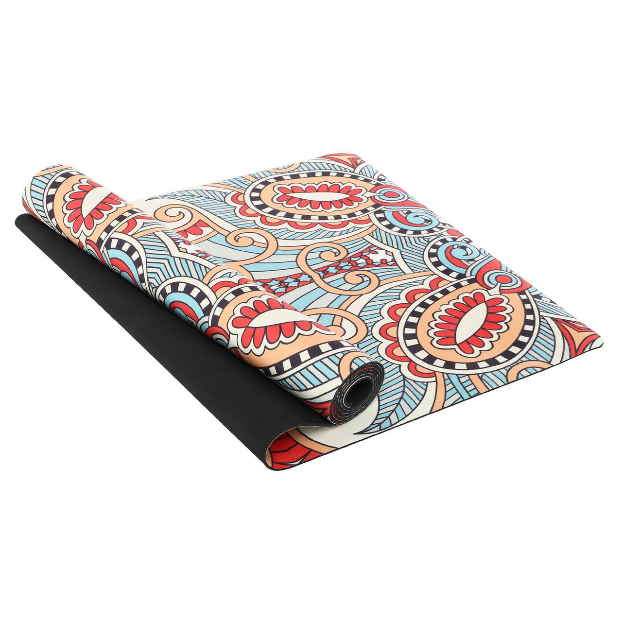 Килимок для йоги замшевий Record 183x61x0,3см компактний з фіксуючим ременем у комплекті