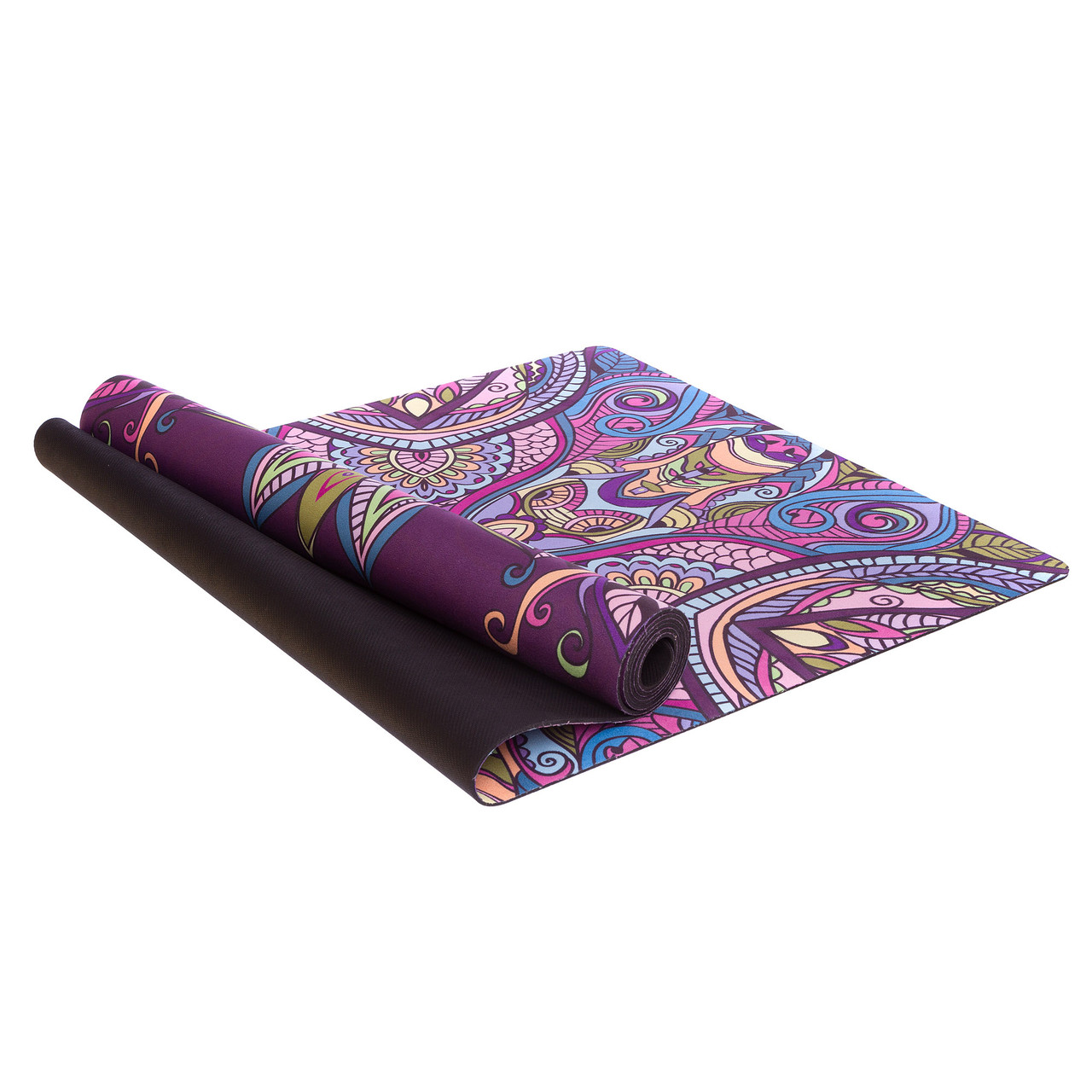 Килимок для йоги замшевий Record 183x61x0,3см компактний з фіксуючим ременем у комплекті, фото 1