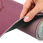 Килимок для йоги лляний Record 183x61x0,3 см з принтом лотоса, фото 4