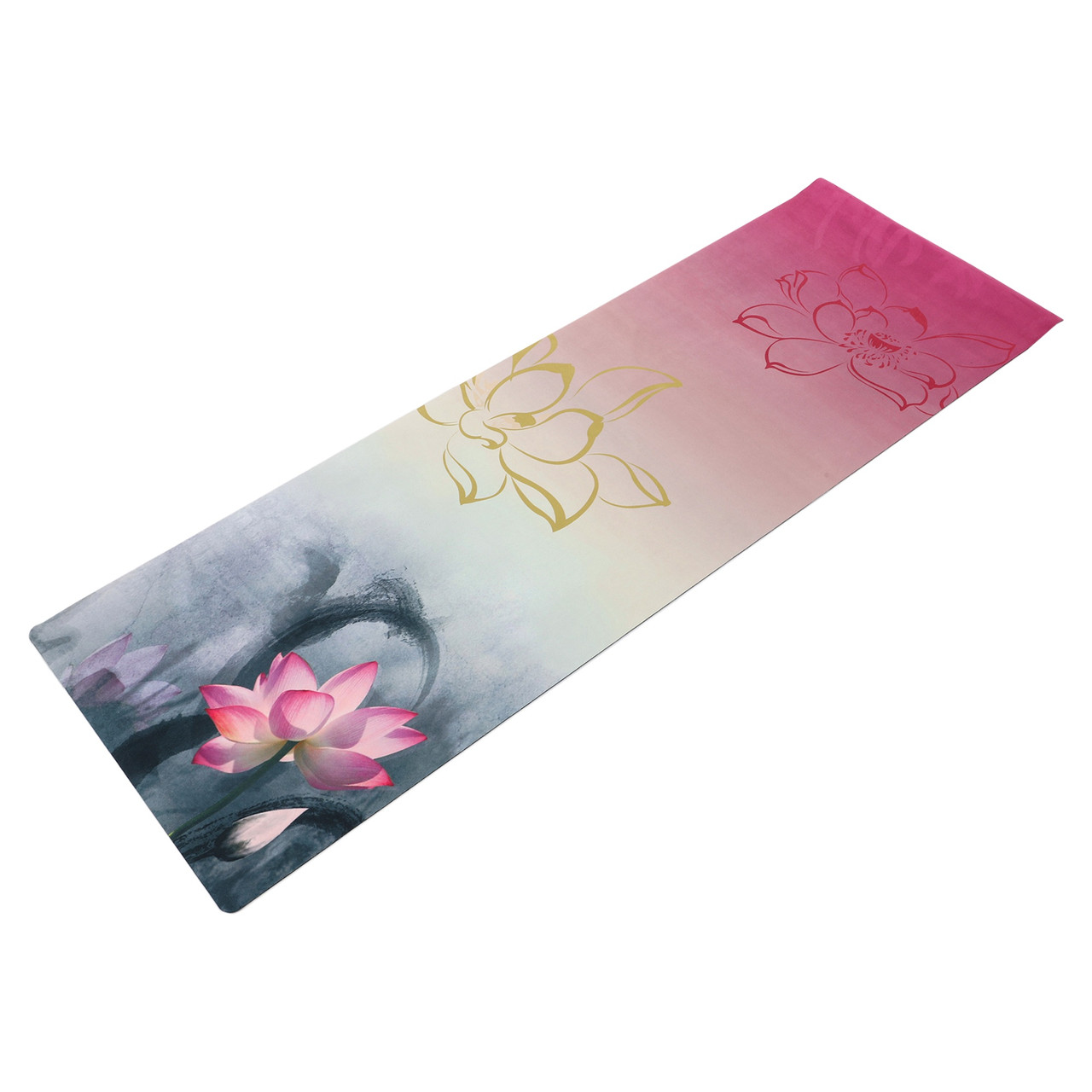Килимок для йоги замшевий антиковзаючий Record 183x61x0,3см з принтом індійського лотоса, фото 1