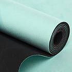 Килимок для йоги замшевий антиковзаючий Record 183x61x0,3см з ніжним бірюзовим принтом, фото 3