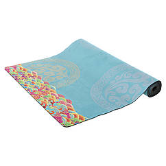 Килимок для йоги замшевий антиковзаючий Record 183x61x0,3см з загадковим принтом квітки сакури