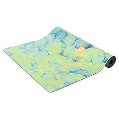 Килимок для йоги замшевий антиковзаючий Record 183x61x0,3см з принтом Білий лотос