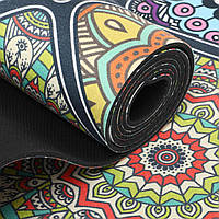 Антиковзаючий замшевий килимок для йоги "Record FI-5662-18" розмір 183x61x0,3см з яскравим східним принтом
