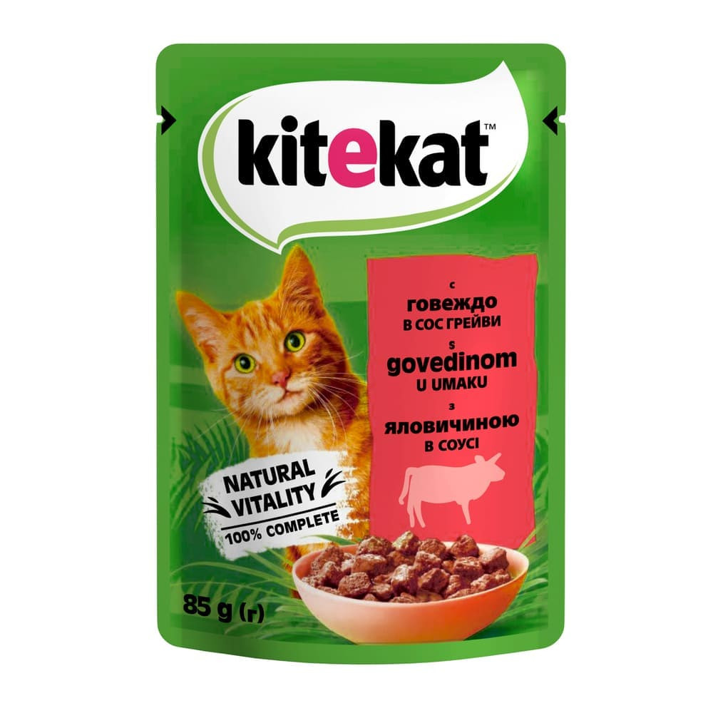 Kitekat Natural Vitality (Пауч) Консервы для кошек с говядиной в соусе, 85 г - фото 1 - id-p1161081866