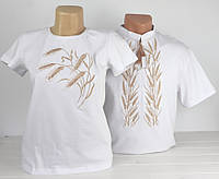 Сімейні футболки / Family look з вишивкою Колоски на білому, футболки вишивки,футболки вишиванки,футболки з вишиванкою
