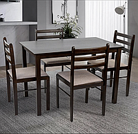 Комплект обідній дерев'яний Джерсі темний горіх,стол і 4 стільці