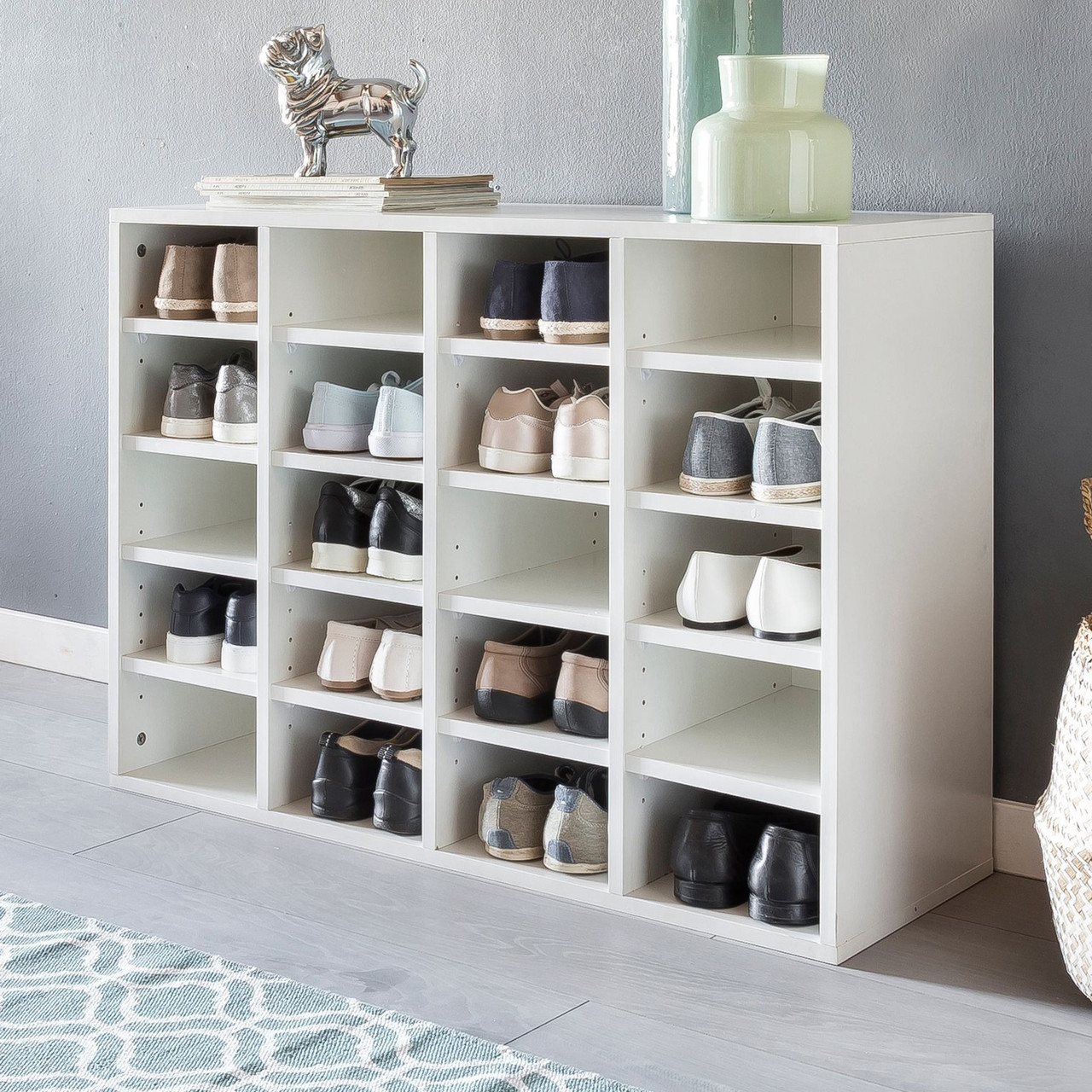 Багатошарова полиця для взуття в передпокій, практична взуттєва полиця на 20 відділень в роздягальню з ЛДСП, фото 1