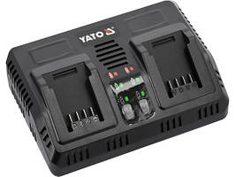 Подвійний зарядний пристрій для акумуляторів Li-Ion YATO 18 В 2 А від мережі 230B